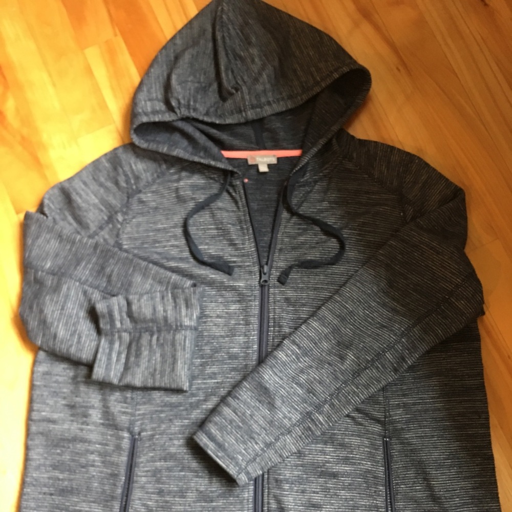 Talbots Women's Hooded Zip Sweatshirt Jacket - Heather Navy